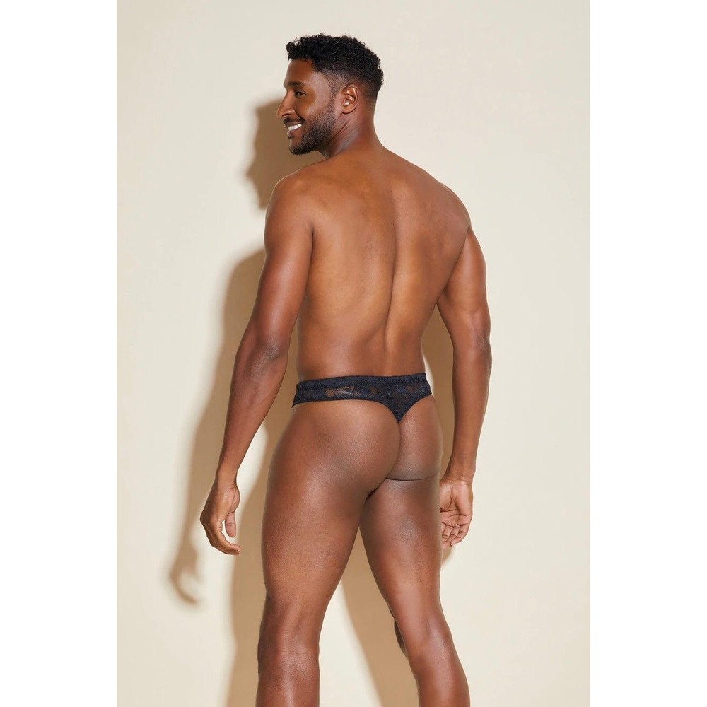 Cosabella Mens Black Floral Lace Thong Underwear Low Rise T-Back Intimates